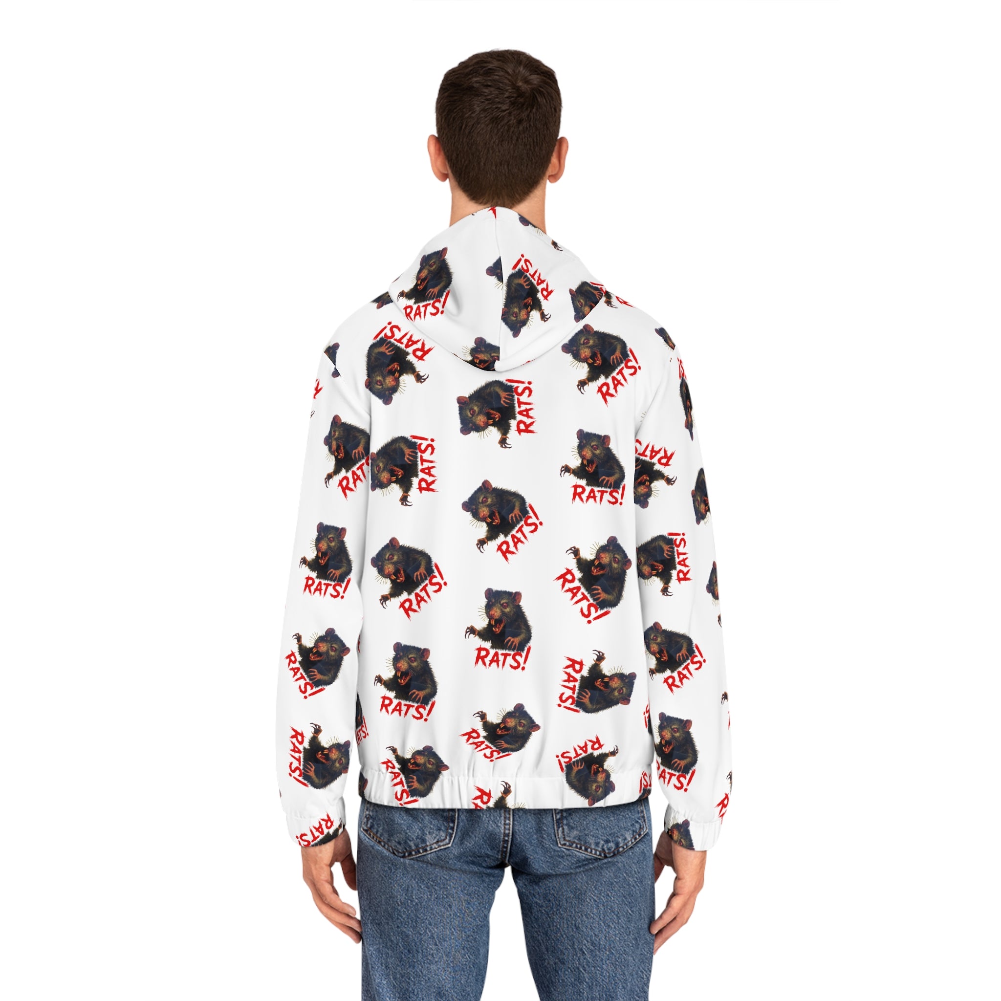 RHD: "RAT" (Multi) - Men's Full-Zip Hoodie - White
