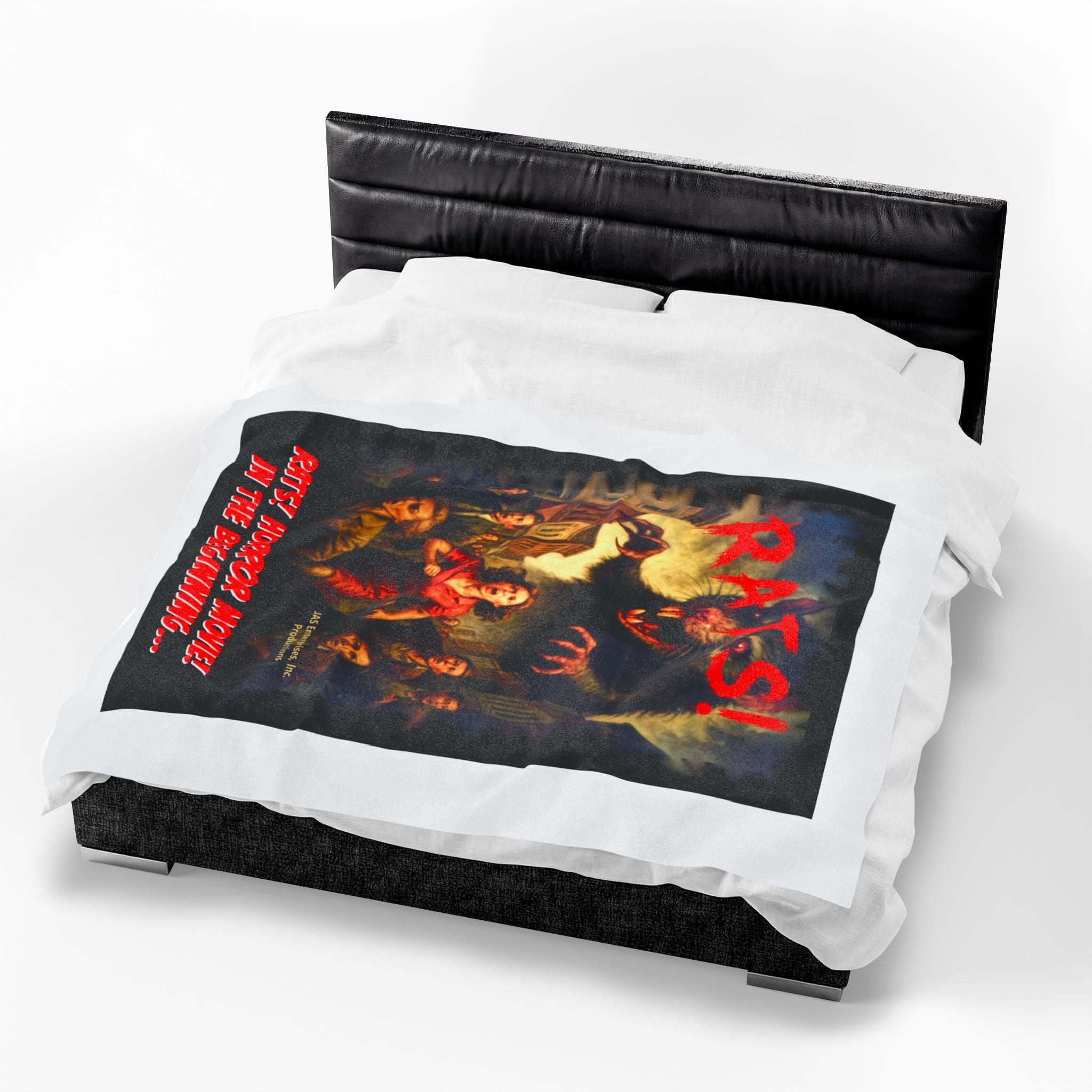 RBL: "RATS!" Movie Title Logo - (White) - Velveteen Plush Blanket