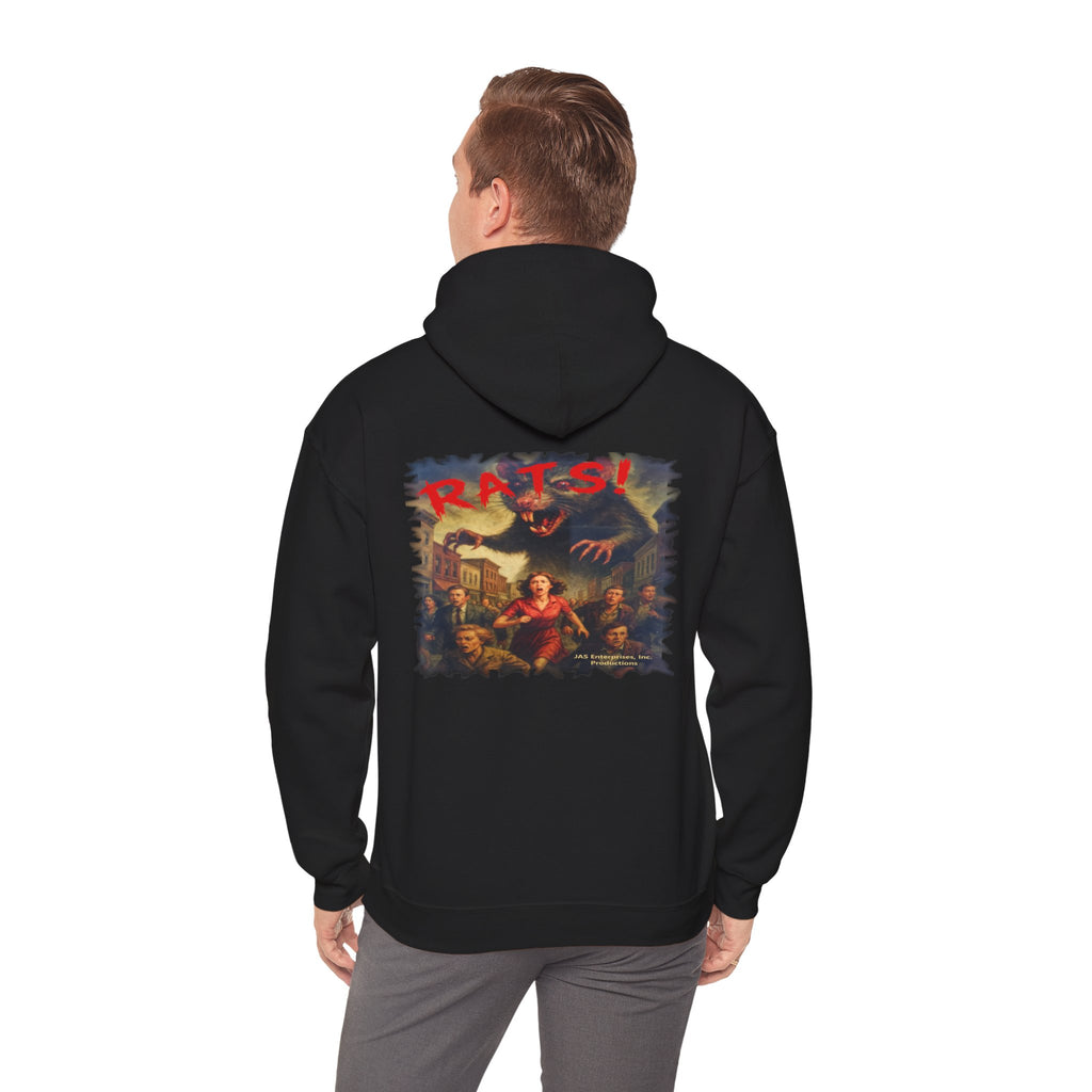 RHD: "Fear the Rats! Embrace the Horror!" Small Logo (RATS! Logo - Back Side) - Unisex Hoodie (Black)