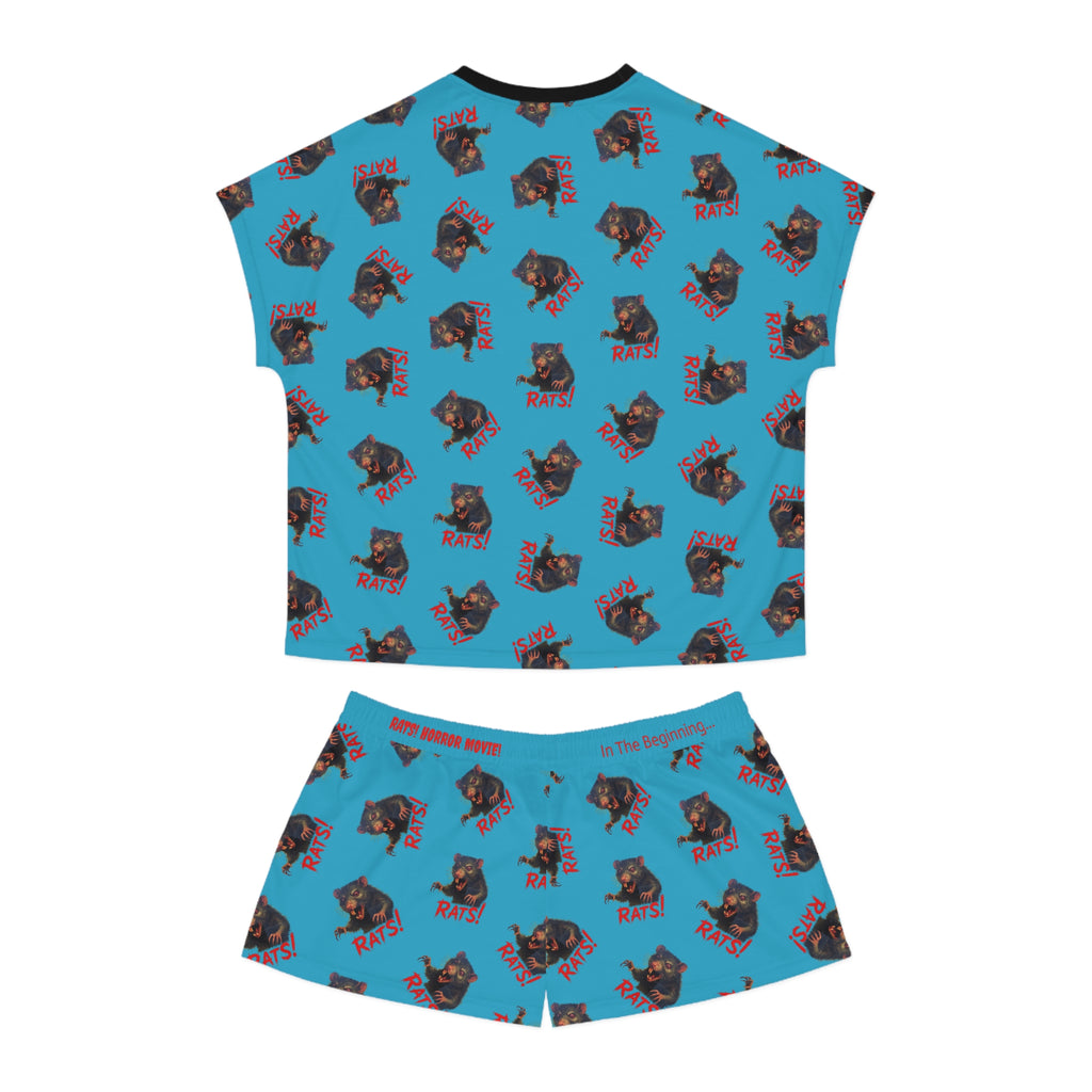 RPJ: "RAT" (Multi) - Women's Short Pajama Set - Turquoise