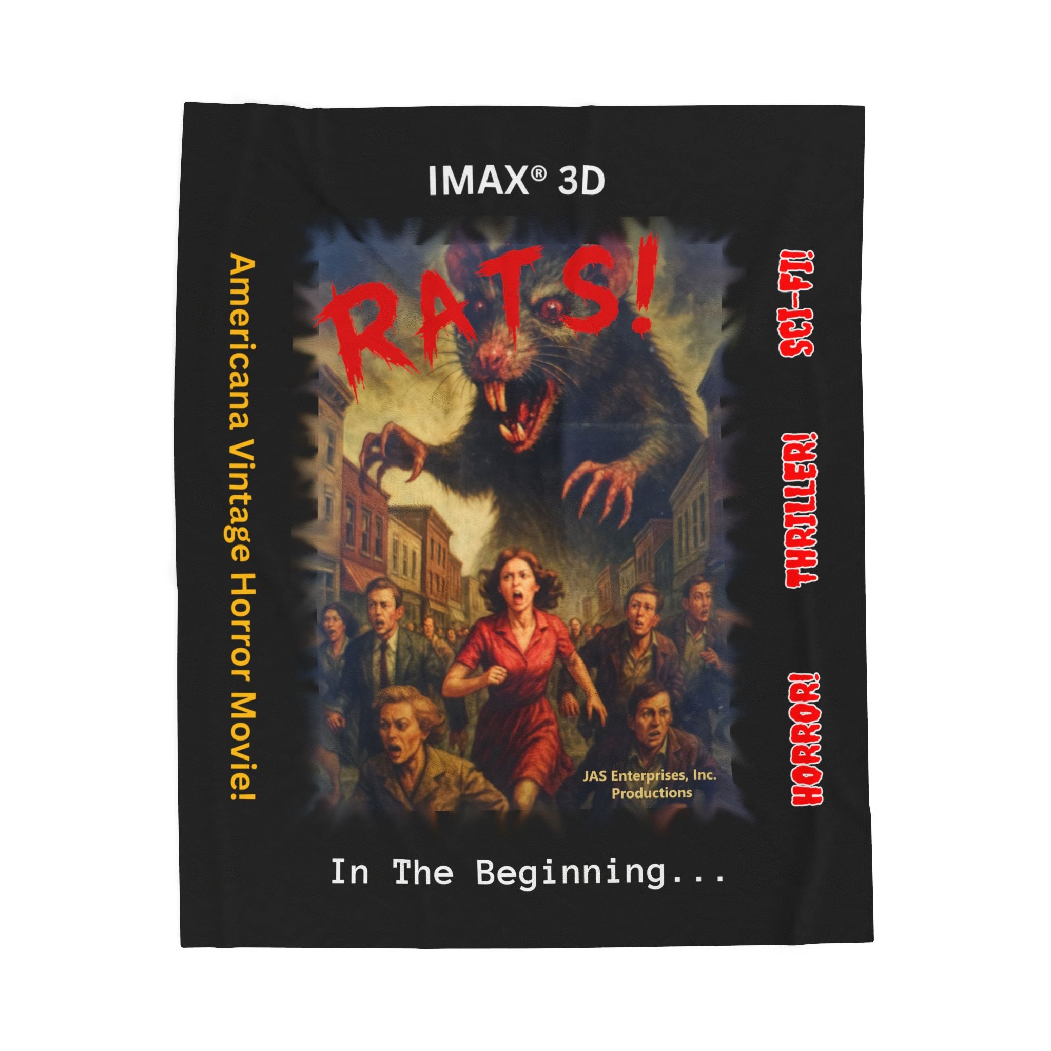 RBL: "RATS!" Logo - In The Beginning... - Velveteen Plush Blanket (Black)
