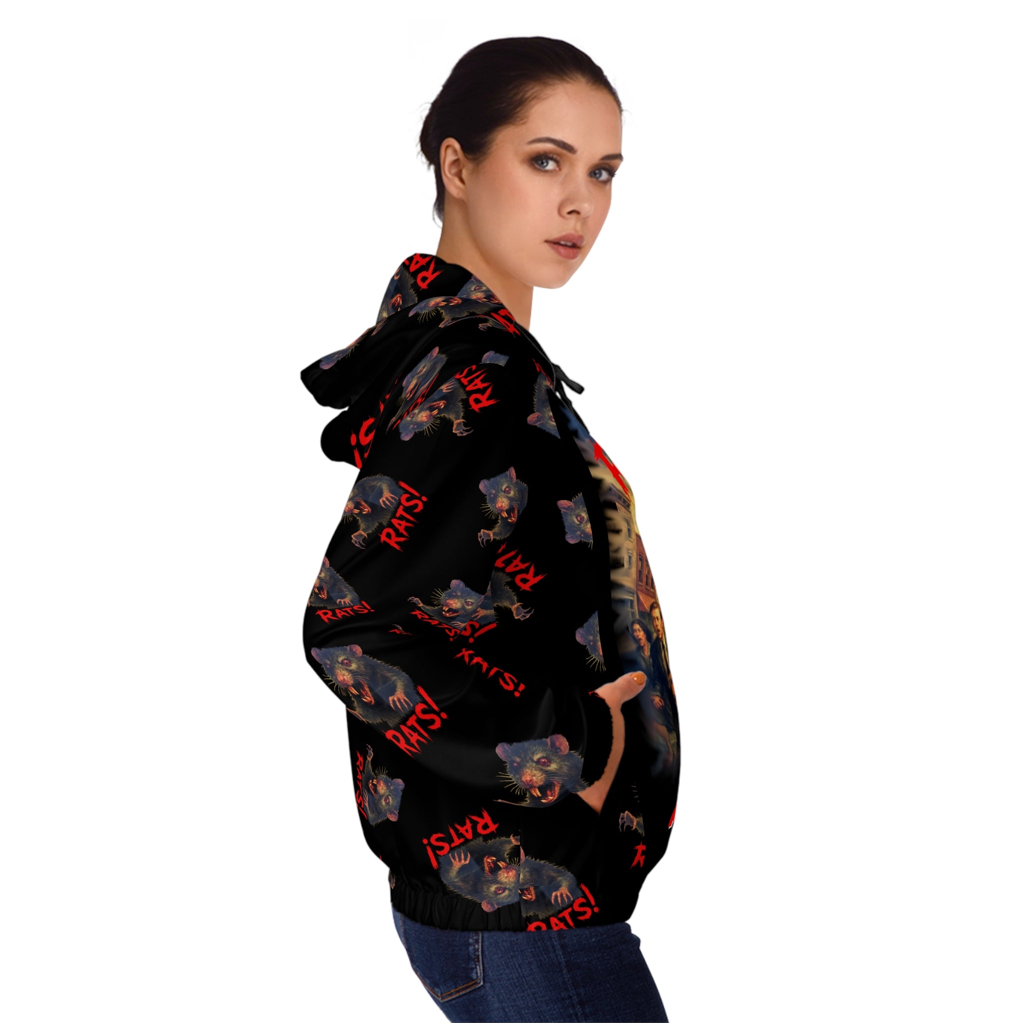 RHD: "RAT" (Multi) - Movie Title Logo - Women’s Full-Zip Hoodie - Black