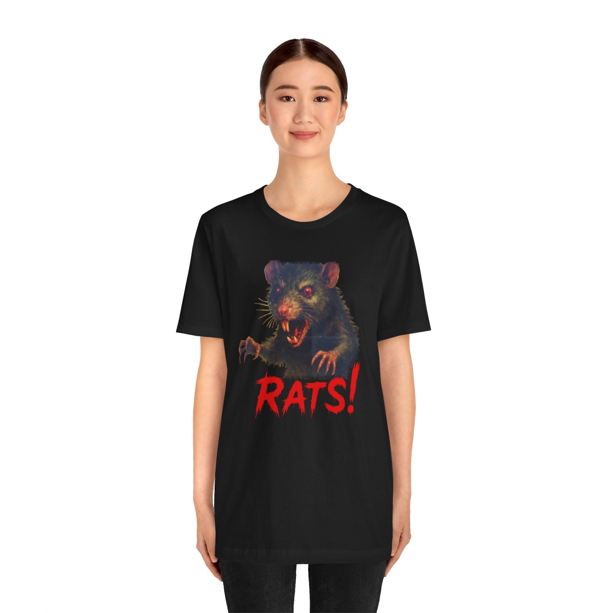 RTS: "RAT" (Fear the Rats! Embrace the Horror! - Back Side) - Unisex Jersey Short Sleeve Lightweight Tee (Black)