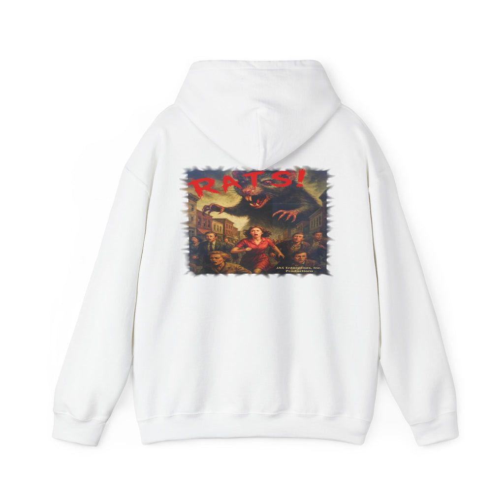 RHD: "Fear the Rats! Embrace the Horror!" (RATS! Logo - Back Side) - Unisex Hoodie (White)