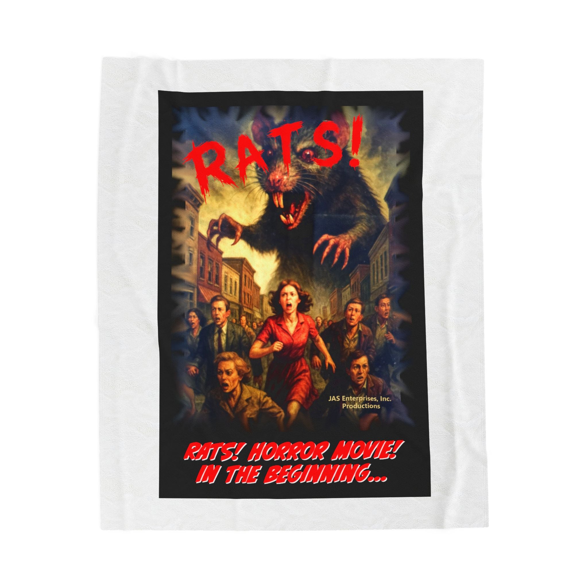 RBL: "RATS!" Movie Title Logo - (White) - Velveteen Plush Blanket