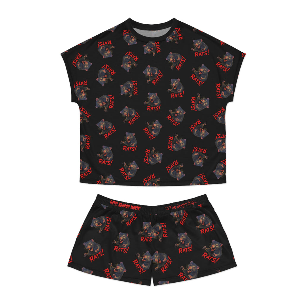 RPJ: "RAT" (Multi) - Women's Short Pajama Set - Black