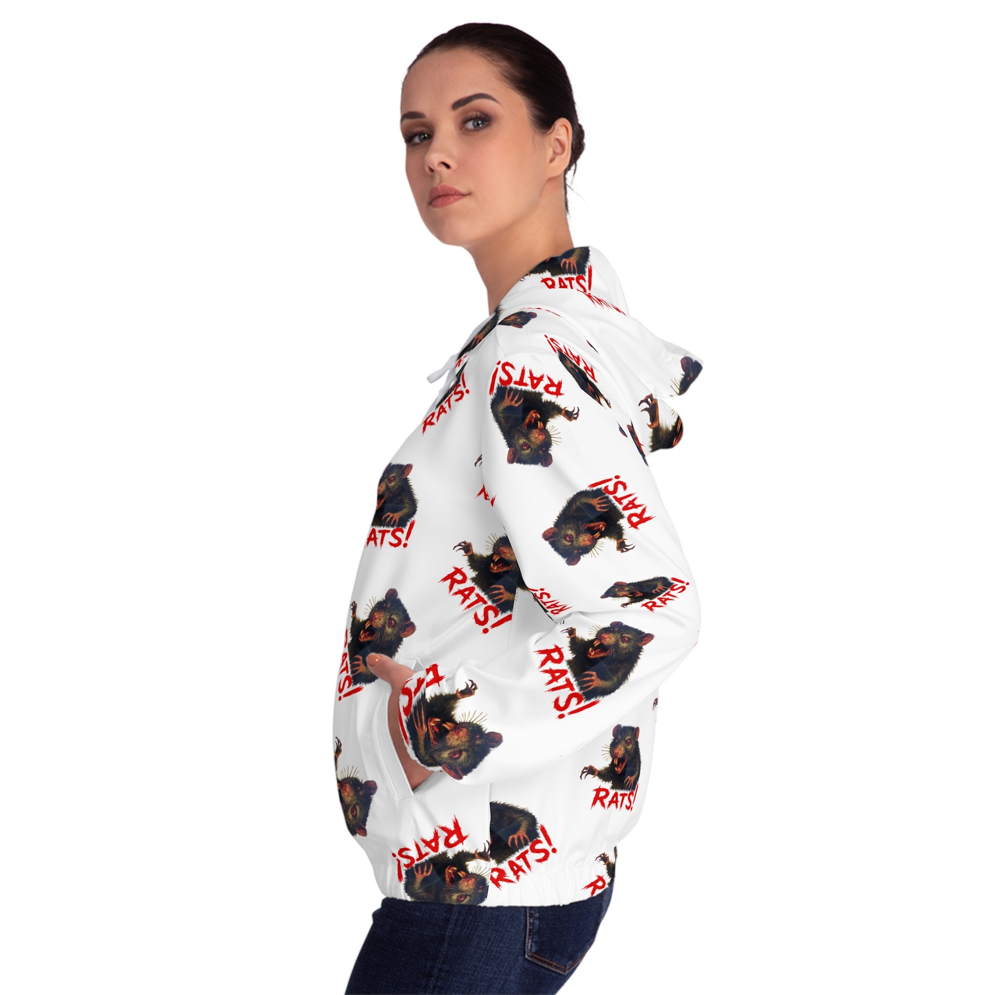 RHD: "RAT" (Multi) - Women’s Full-Zip Hoodie - White