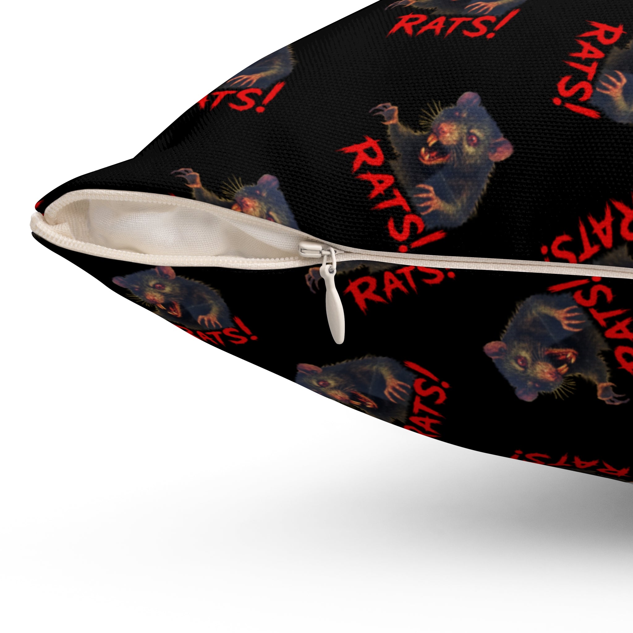 RPW: "RAT" (Multi) - Polyester Throw Pillow - (Black)