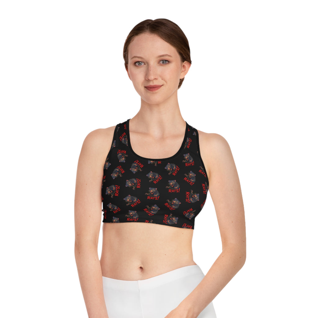RAW: "RAT" (Multi) - Women's Sports Bra - Black