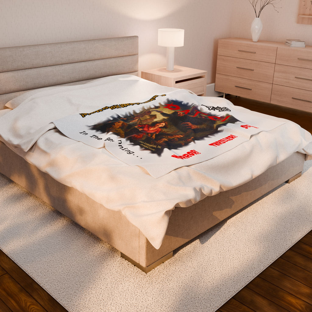 RBL: "RATS!" Logo - In The Beginning... - Velveteen Plush Blanket (White)