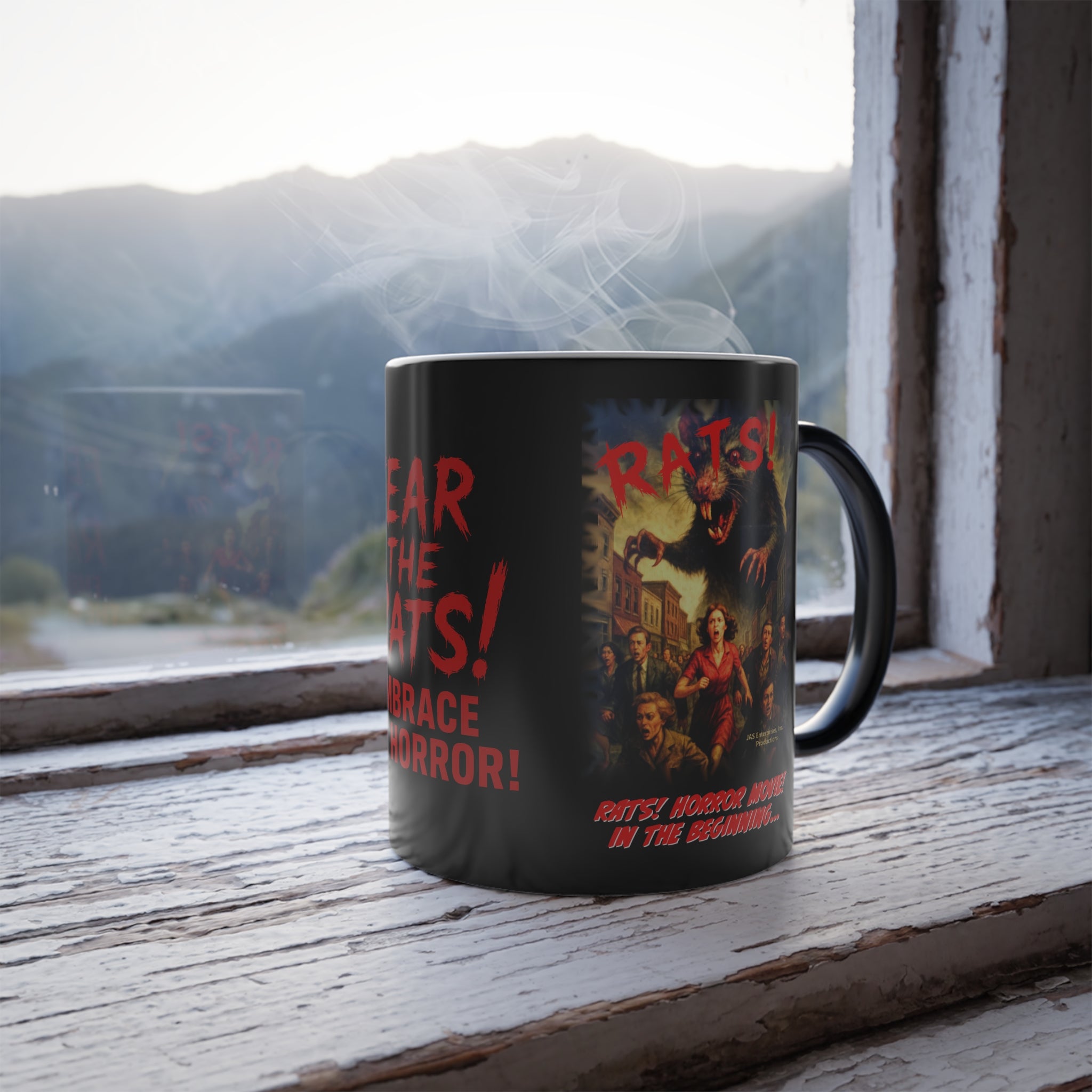 RMG: "Rats! Horror Movie! In The Beginning..." Movie Title Logo - Color Morphing Mug - 11oz