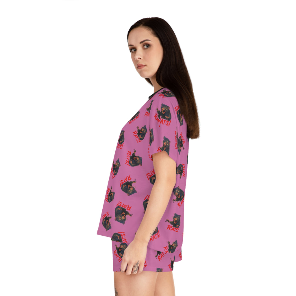 RPJ: "RAT" (Multi) - Women's Short Pajama Set - Pink