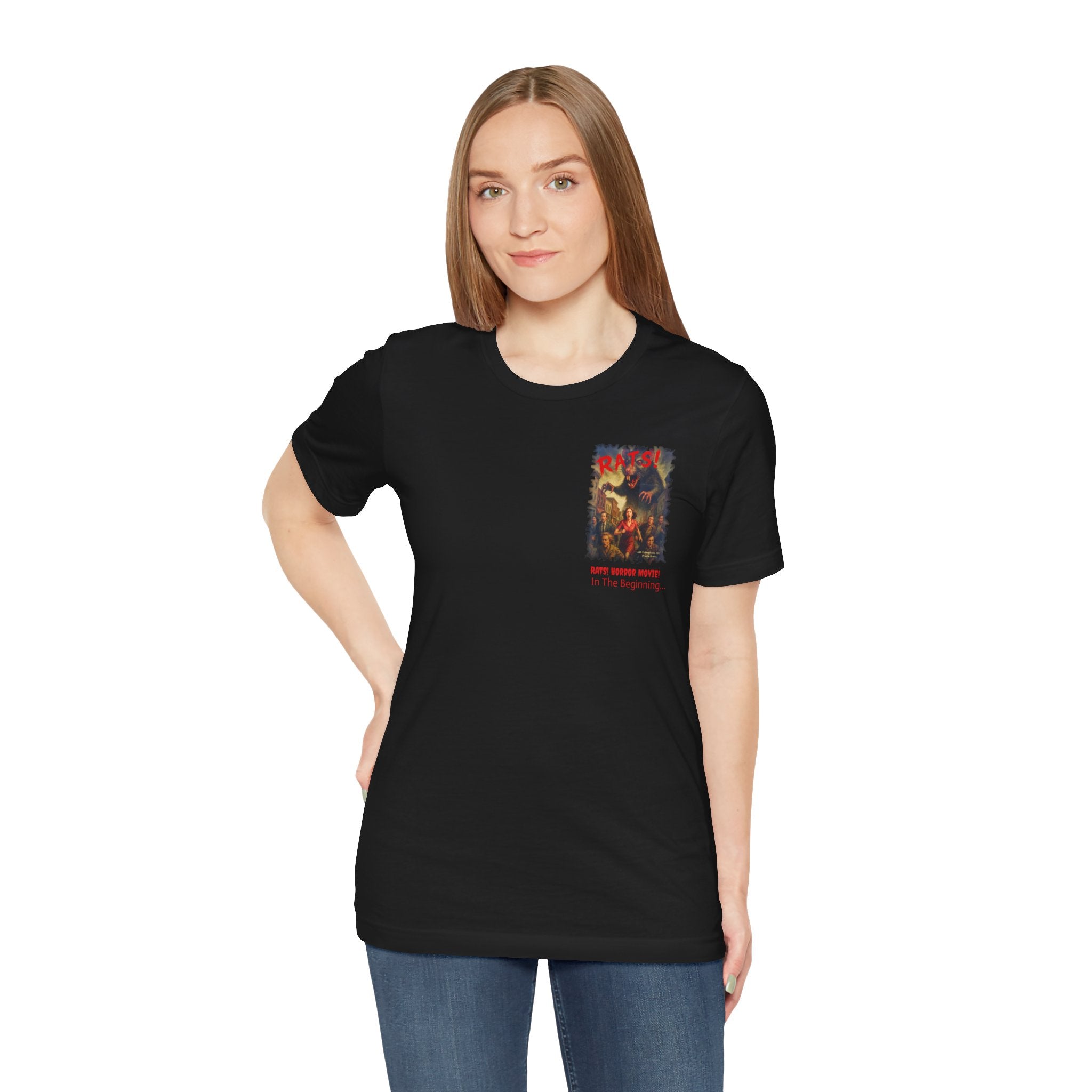 RTS: "RATS!" Small Logo (Front) - Unisex Jersey Short Sleeve Lightweight Tee (Black)
