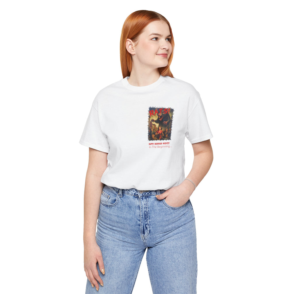 RTS: "RATS!" Small Logo (Front) - Unisex Jersey Short Sleeve Lightweight Tee (White)