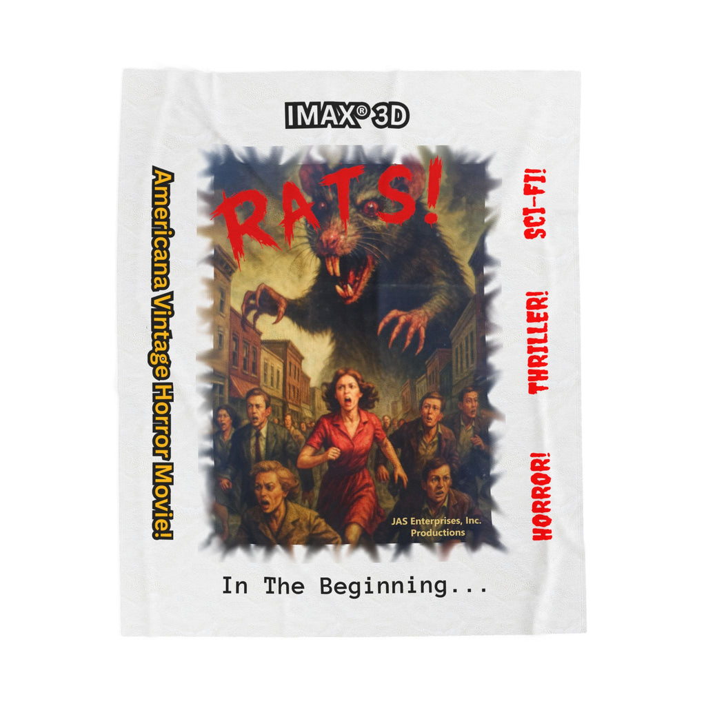 RBL: "RATS!" Logo - In The Beginning... - Velveteen Plush Blanket (White)