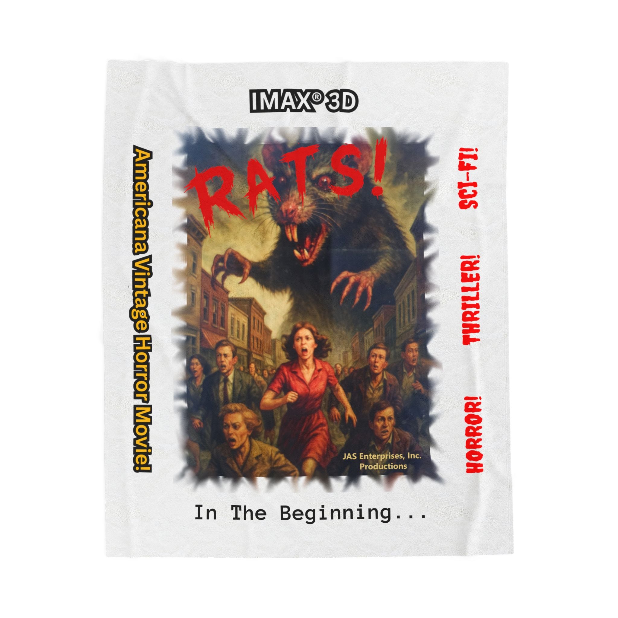 RBL: "RATS!" Logo - In The Beginning... - Velveteen Plush Blanket (White)