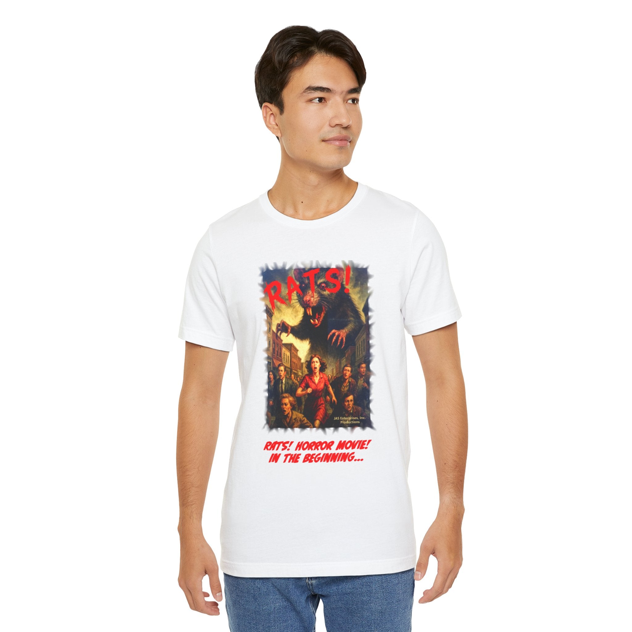 RTS: "RATS" Movie Title Logo - Unisex Jersey Short Sleeve Lightweight Tee (White)