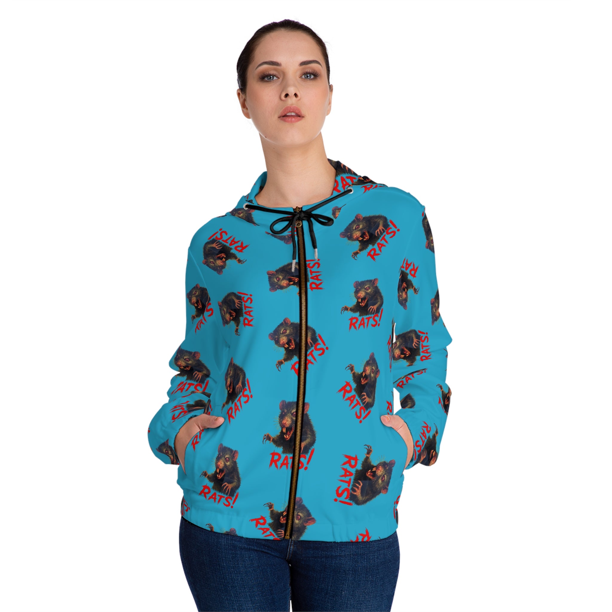 RHD: "RAT" (Multi) - Women’s Full-Zip Hoodie - Turquoise