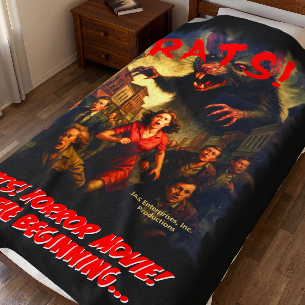RBL: "RATS!" Movie Title Logo - (Black) - Velveteen Plush Blanket