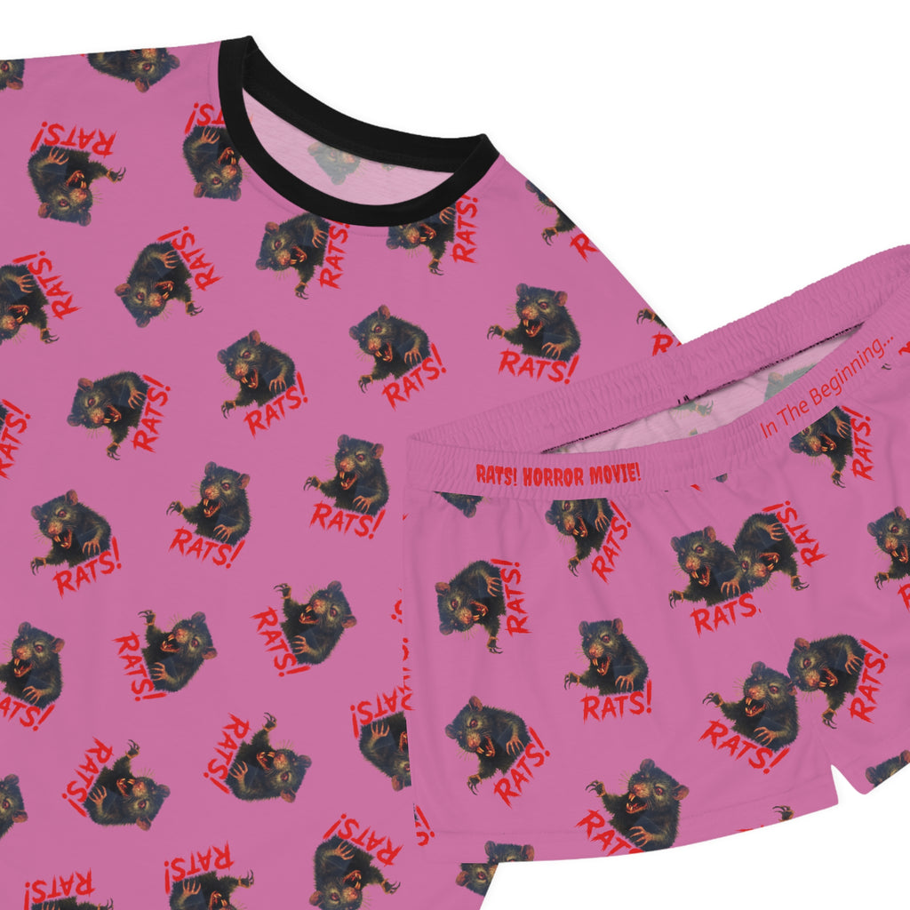 RPJ: "RAT" (Multi) - Women's Short Pajama Set - Pink